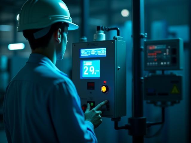 Technicus voert energie-audit uit in modern magazijn