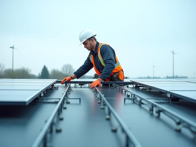 Installatie van zonnepanelen op bedrijvendak